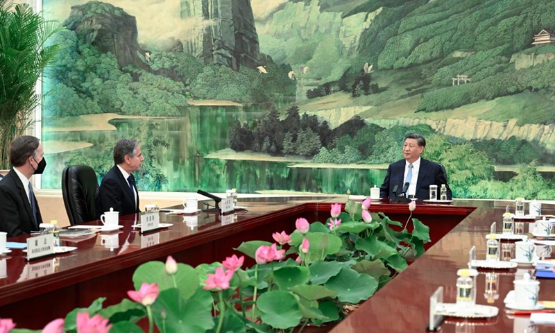 Chinese President Xi Jinping meets with visiting U.S. Secretary of State Antony Blinken in Beijing, capital of China, June 19, 2023. (Photo:Xinhua)