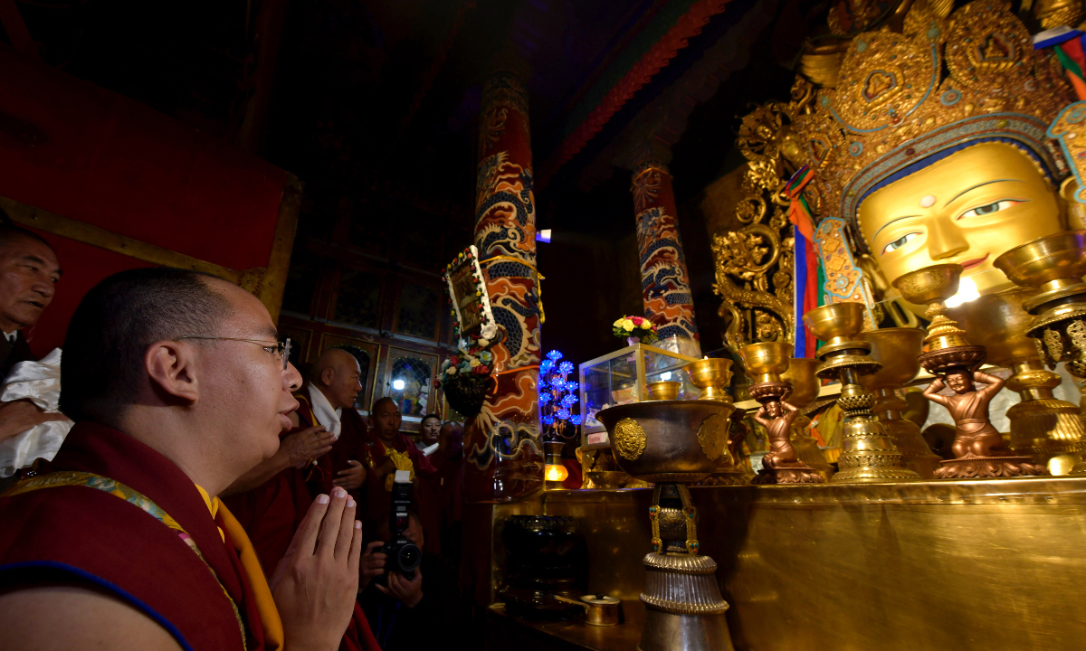 The 11th Panchen Lama Bainqen Erdini Qoigyijabu pays his first visit to Drepung Monastery, in Southwest China’s Xizang (Tibet) Autonomous Region, on July 4, 2023. Photo: IC