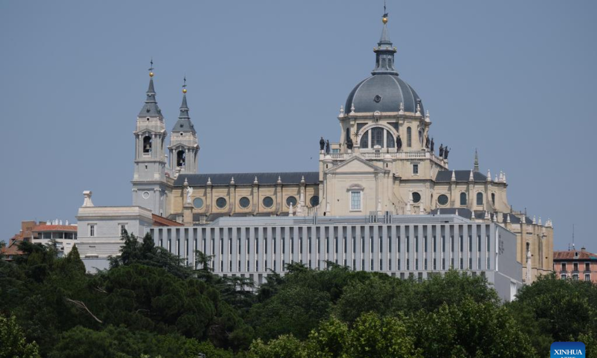 This photo taken on June 29, 2023 shows a view of the Royal Collections Gallery (front) in Madrid, Spain. The Spain's Royal Collections Gallery was officially opened to the public on Thursday. Photo:Xinhua