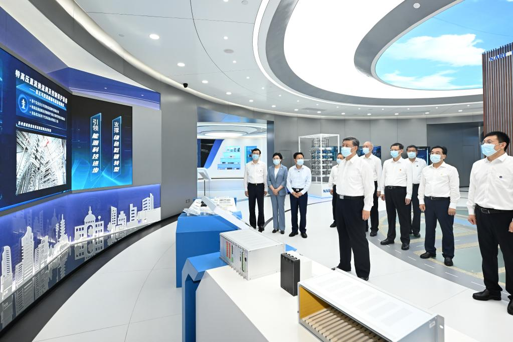 Chinese President Xi Jinping, also general secretary of the Communist Party of China (CPC) Central Committee and chairman of the Central Military Commission, visits NARI Group Corporation in Nanjing, east China's Jiangsu Province, July 6, 2023. Photo:Xinhua