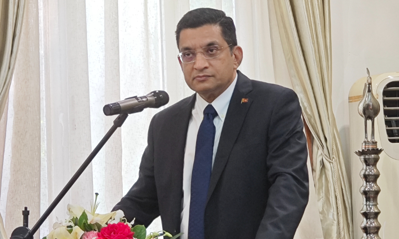 Ali Sabry, Minister of Foreign Affairs of Sri Lanka gives a speech at a press briefing at the Embassy of Sri Lanka in Beijing on June 28, 2023. Photo: Yin Yeping/GT