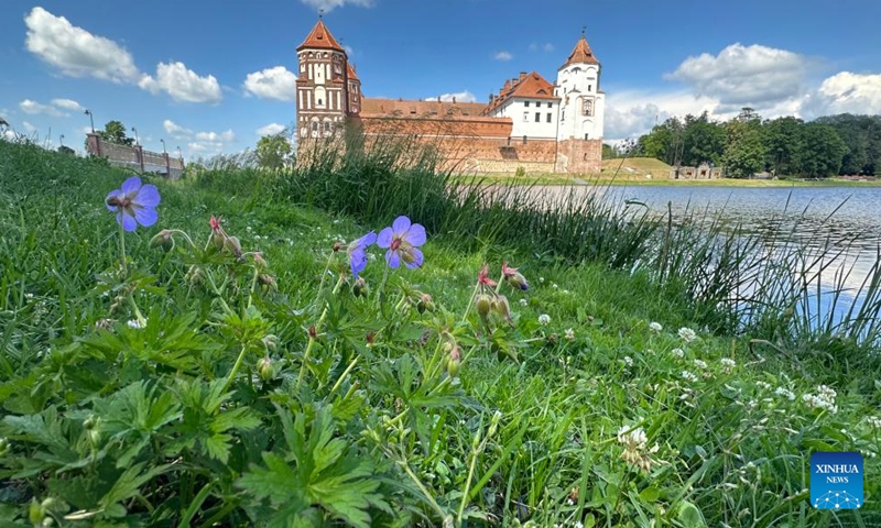 This photo taken on June 30, 2023 shows the Mir Castle in Grodno region, Belarus. The Mir Castle Complex is a unique monument of Belarusian architecture and was built in the early 16th century. It was listed as a world heritage site by the UNESCO in 2000. (Xinhua/Lu Jinbo)