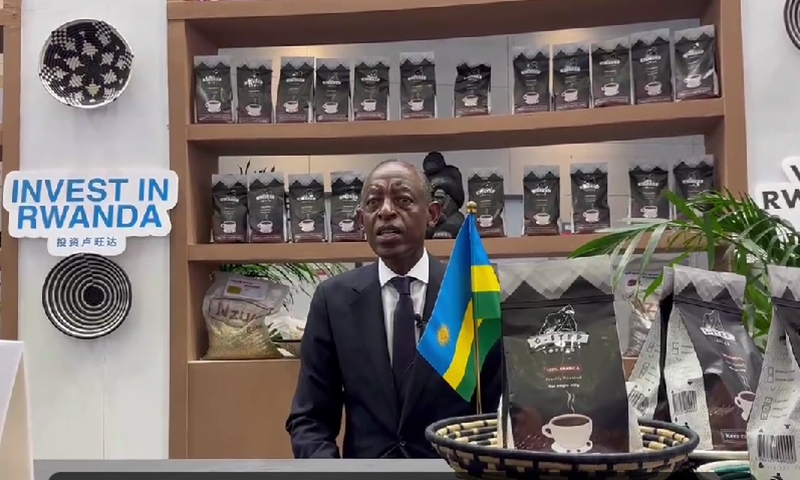 Rwandan Ambassador to China, James Kimonyo presents local products at the Third China-Africa Economic and Trade Expo held in Changsha, Central China's Hunan Province on June 29, 2023. Photo: Tu Lei/GT