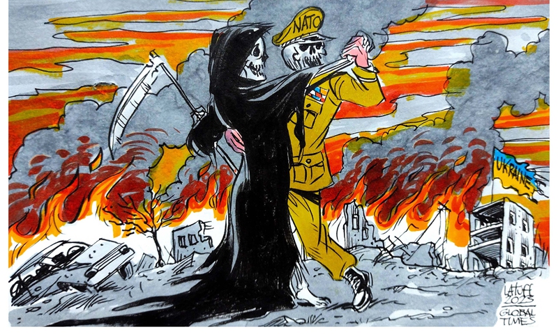 NATO's dance of death. Cartoon: Carlos Latuff
