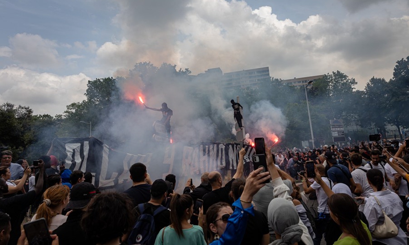 People take part in a protest in Nanterre, a town on the western outskirts of Paris, France, on June 29, 2023.(Photo: Xinhua)