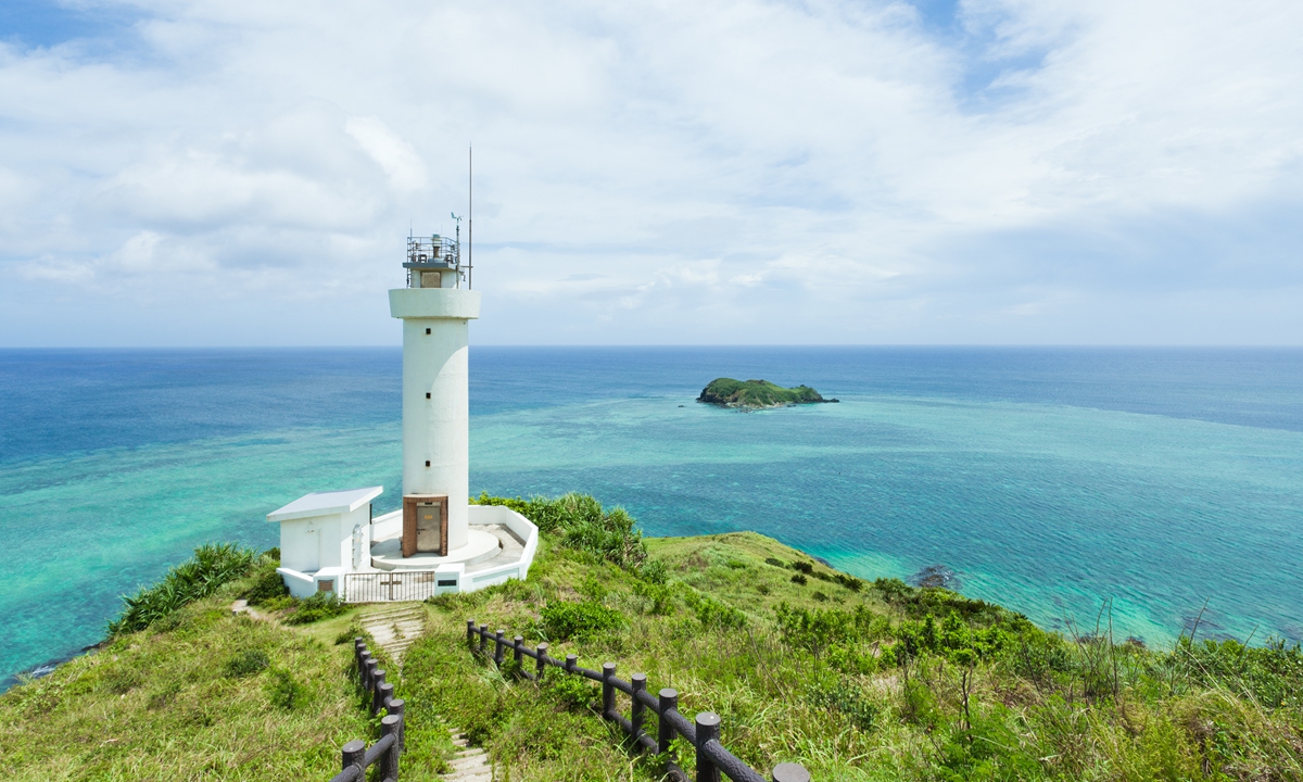 An aerial view of a lighthouse on Ishigaki Island, Okinawa, Japan Photo: VCG