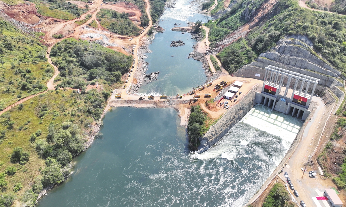 An aerial photo shows the Chinese-built Caculo-Cabaca Hydropower Station in Cuanza Norte Province,Angola, on May 20, 2023. The station will be Angola's largest hydroelectric plant and the thirdlargest in Africa upon completion. Photo: Xinhua