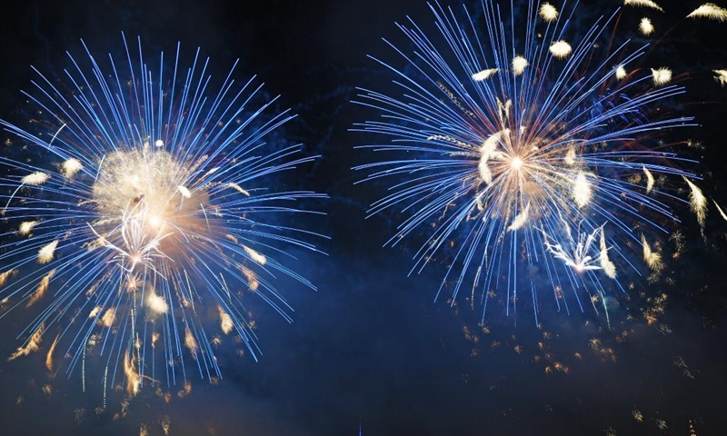 Fireworks explode over the Empire State Building to celebrate the U.S. Independence Day in New York, the United States, on July 4, 2023.(Photo: Xinhua)