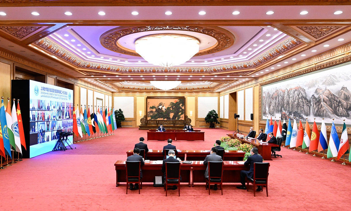 Chinese President Xi Jinping and other senior officials of China attend the 23rd meeting of the Council of Heads of State of the Shanghai Cooperation Organization (SCO) via video conference from Beijing on July 4, 2023. Photo: Xinhua