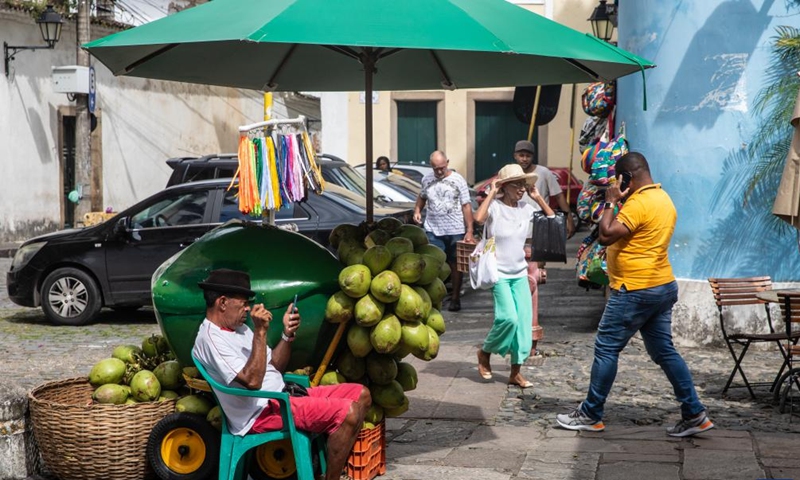 This photo taken on July 5, 2023 shows a street view at Pelourinho in Salvador, Bahia state, Brazil.(Photo: Xinhua)