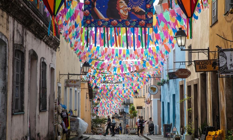 This photo taken on July 5, 2023 shows a street view at Pelourinho in Salvador, Bahia state, Brazil.(Photo: Xinhua)