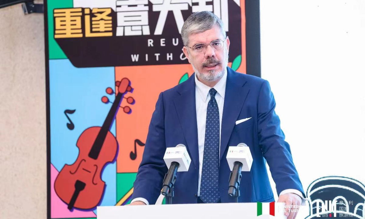 Italian Ambassador to China Massimo Ambrosetti delivers a speech at the event. Photo: Courtesy of the Italian Embassy in Beijing