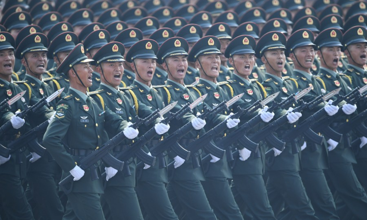 A formation of the People's Liberation Army (PLA) Army takes part in a military parade celebrating the 70th founding anniversary of the People's Republic of China in Beijing, capital of China, Oct 1, 2019. Photo:Xinhua
