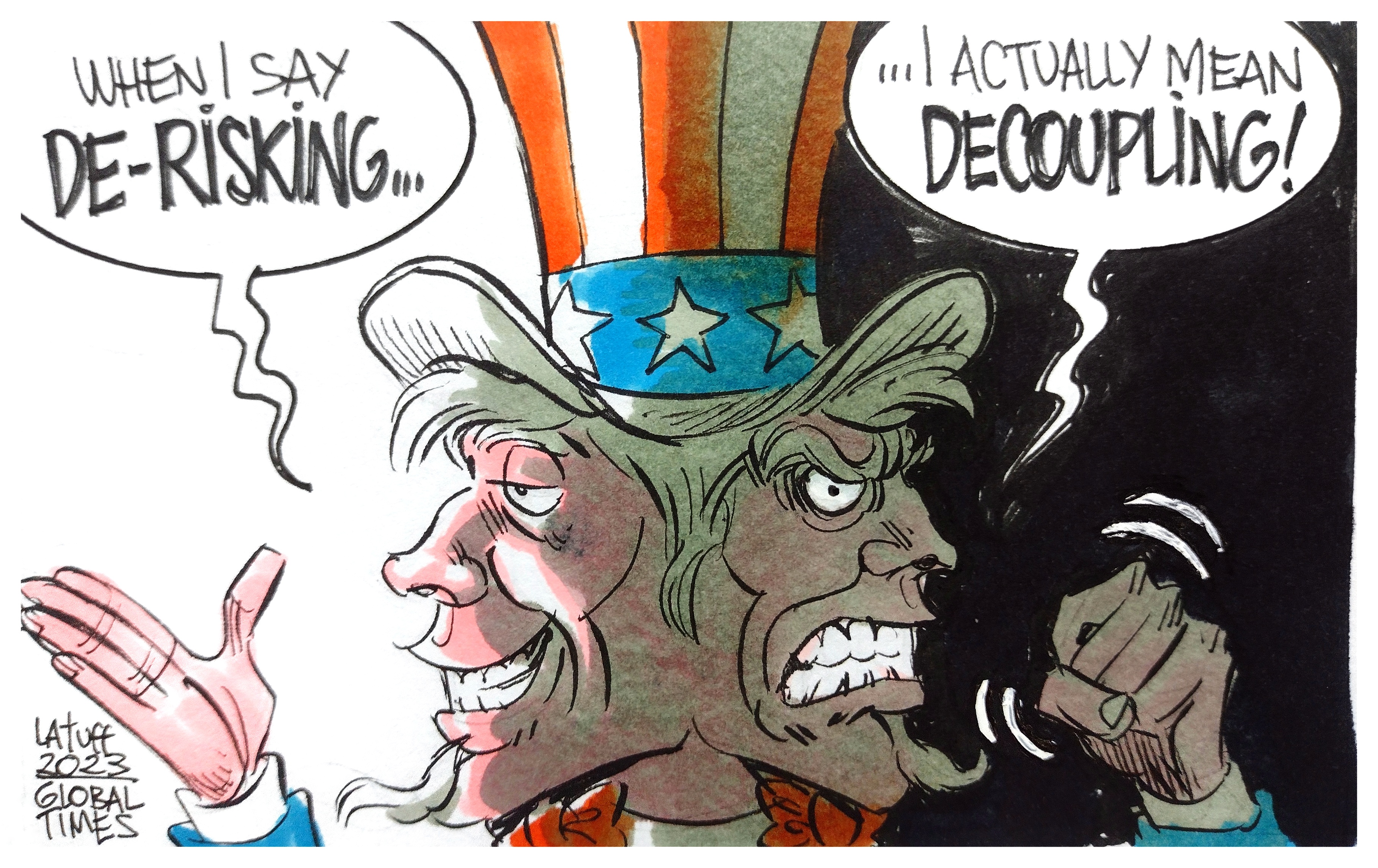 Is the US' de-risking just a fancy disguise for decoupling? Cartoon: Carlos Latuff