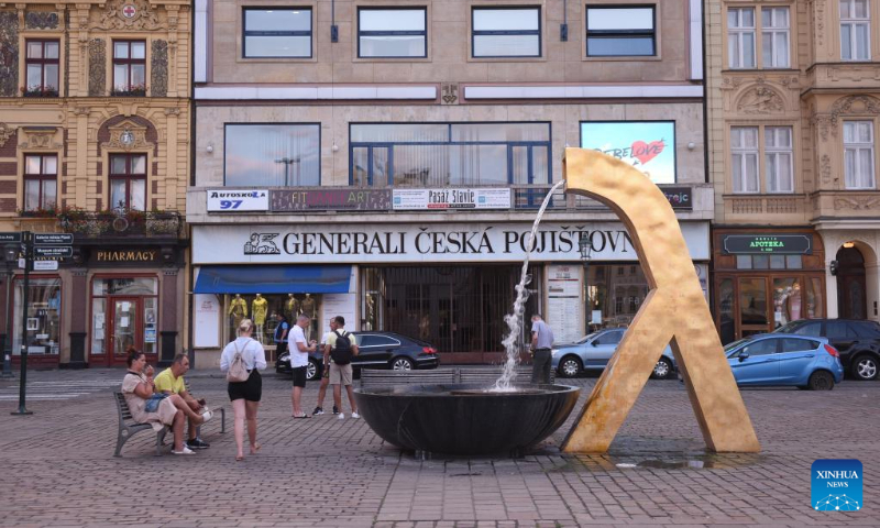 This photo taken on July 17, 2023 shows a view of the Square of the Republic in Pilsen, the Czech Republic. (Xinhua/He Canling)