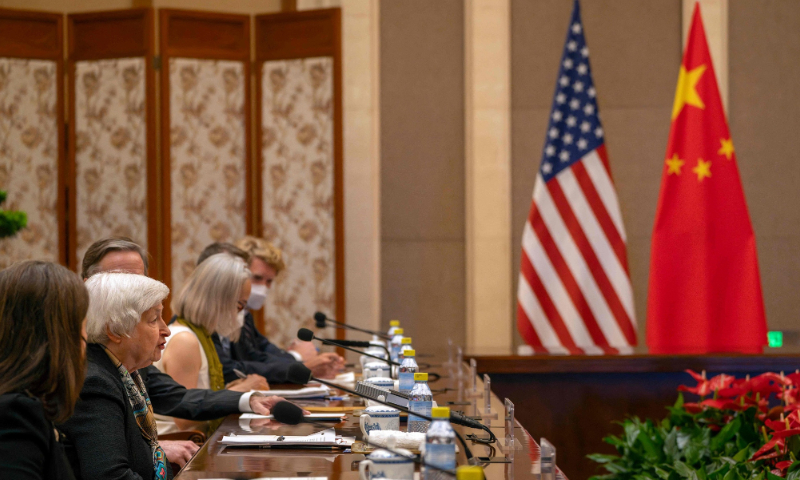 US Treasury Secretary Janet Yellen meets with Chinese officials in Beijing, on July 8, 2023. Photo: VCG