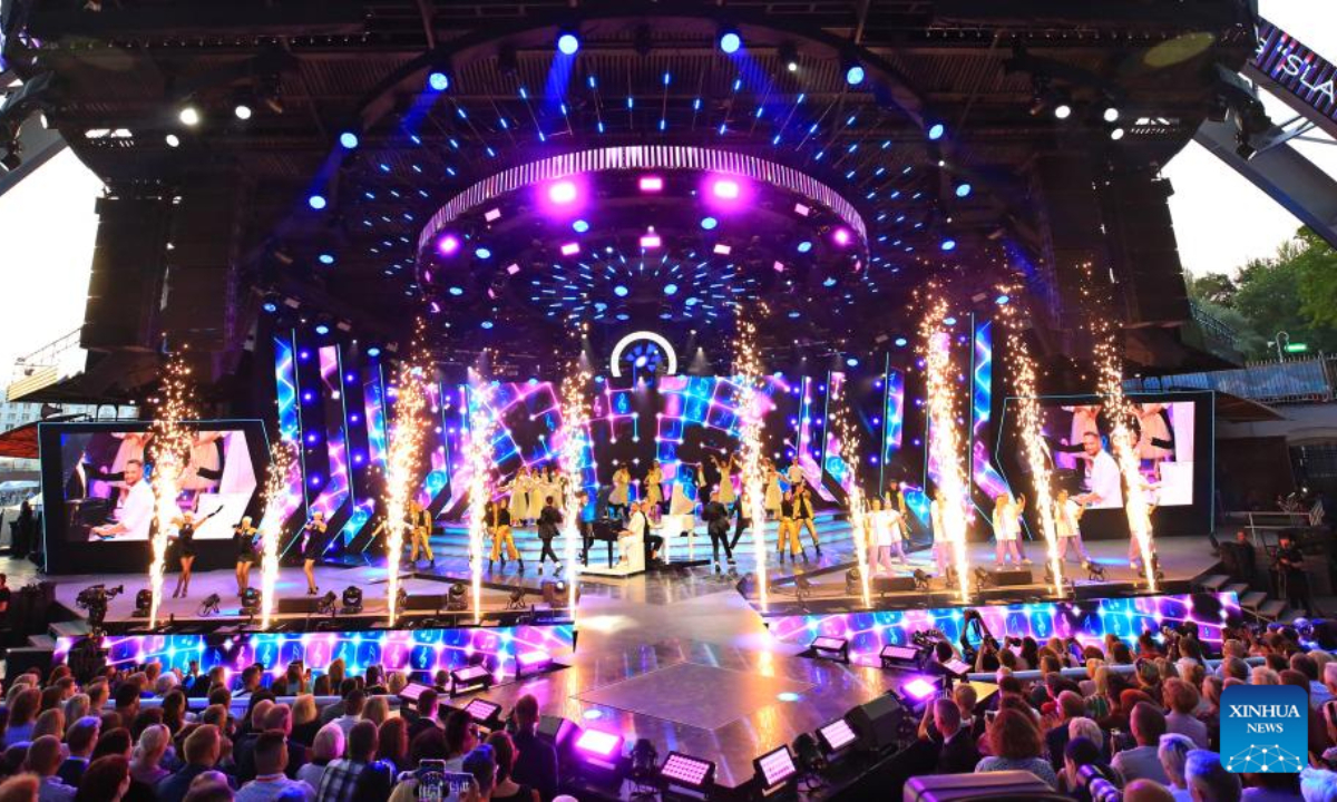 Actors and actresses perform at the opening ceremony of the 32nd International Festival of Arts 