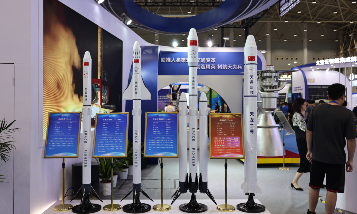 Rockets and rocket engines on display in Wuhan on Wednesday Photo: Deng Xiaoci/GT