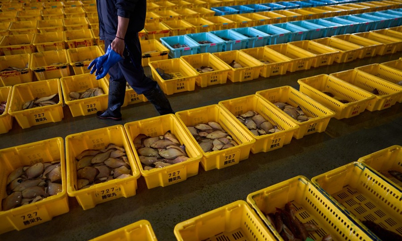 This photo taken on March 8, 2023 shows freshly caught fish at a fish market in Soma City, Fukushima Prefecture, Japan.(Photo: Xinhua)