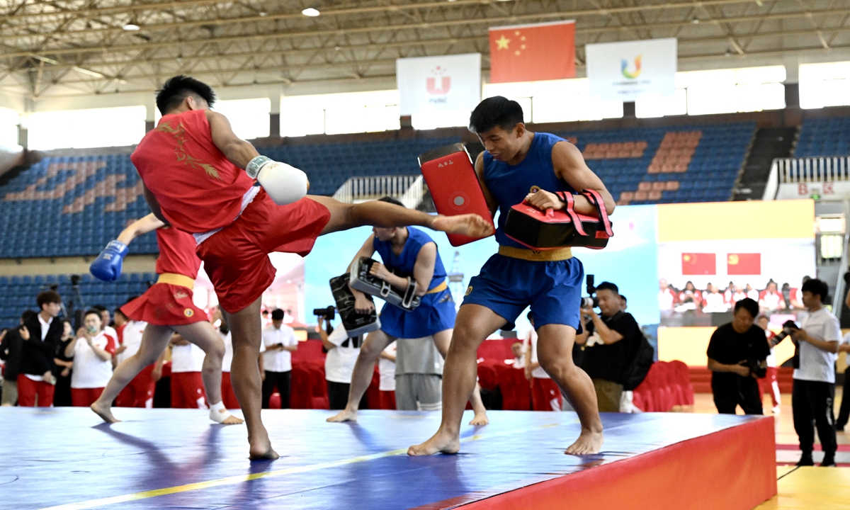 Kickboxers train for the upcoming Chengdu Universiade. Photo: VCG