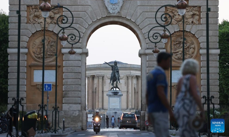 This photo taken on July 17, 2023 shows the Arc de Triomphe in Montpellier, France. (Xinhua/Gao Jing)
