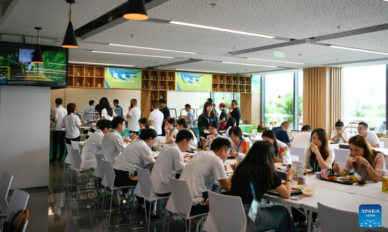 Photo taken on July 14, 2023, shows the dining area in the Main Media Center for Chengdu Universiade in Chengdu, capital of southwest China's Sichuan Province. The Main Media Center (MMC) for the 31st FISU Summer World University Games in Chengdu located near the Dong'an Lake Sports Park where the Games' opening ceremony will take place. Photo: Xinhua