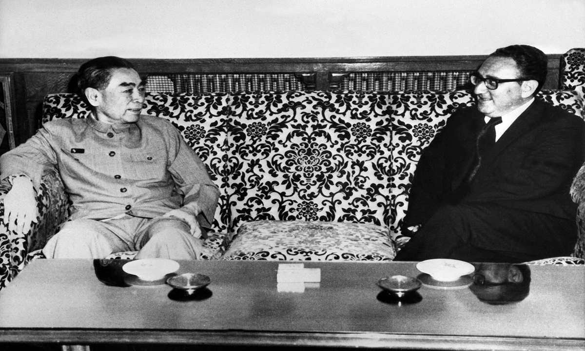 US special envoy Henry Kissinger meets with then-Chinese premier Zhou Enlai (left) in Beijing, in July 1971. Photo: AFP