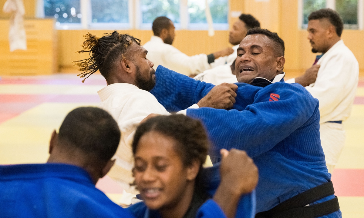 Solomon Islands judo athletes train on July 16, 2023. Photo: Chen Tao/GT