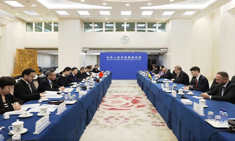 Photo: A screenshot of the 7th meeting of the economic and trade cooperation sub-committee of the Chinese-Ukrainian Intergovernmental Cooperation Committee in Beijing on July 20, 2023, from the official WeChat account of the Ministry of Commerce. 