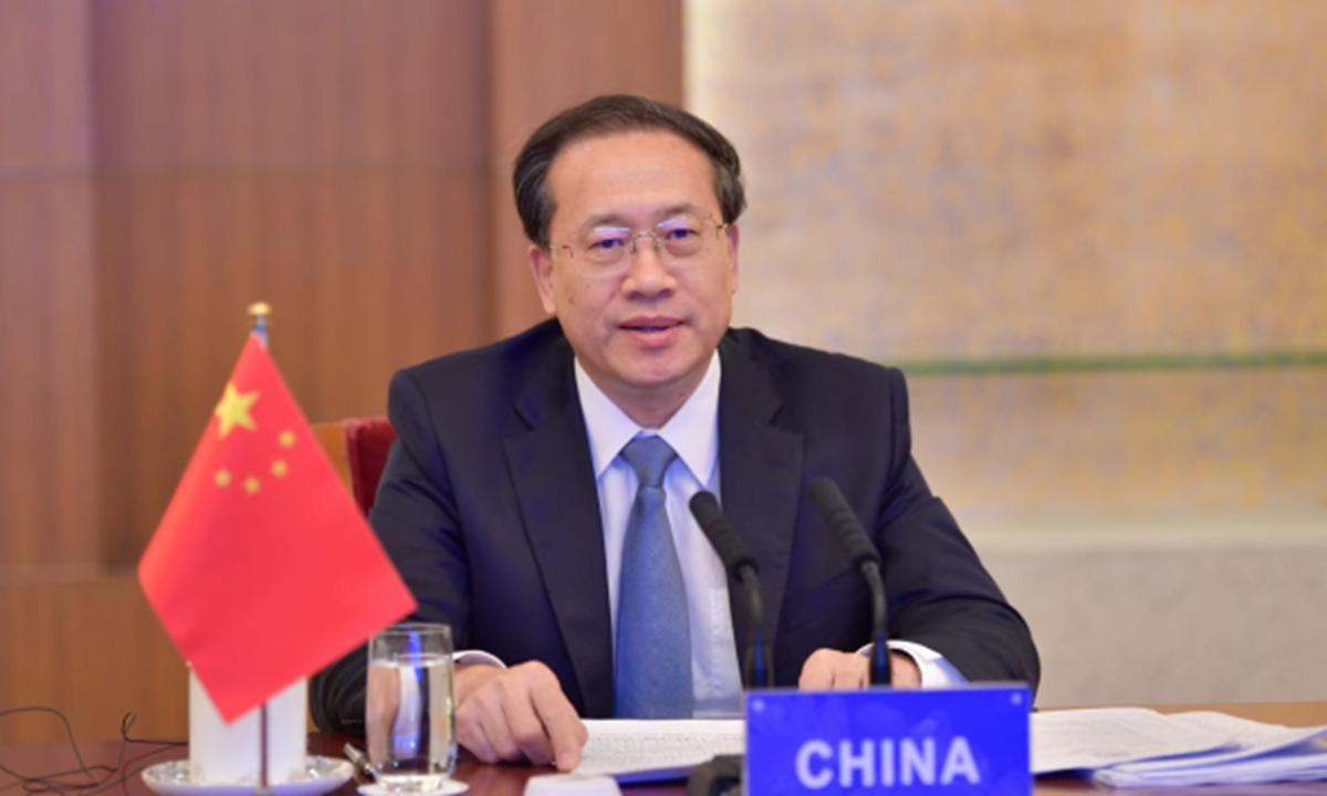 Chinese Vice Foreign Minister Ma Zhaoxu attends a virtual special meeting of the BRICS countries' foreign ministers on July 20, 2023. Photo: from the Ministry of Foreign Affairs
