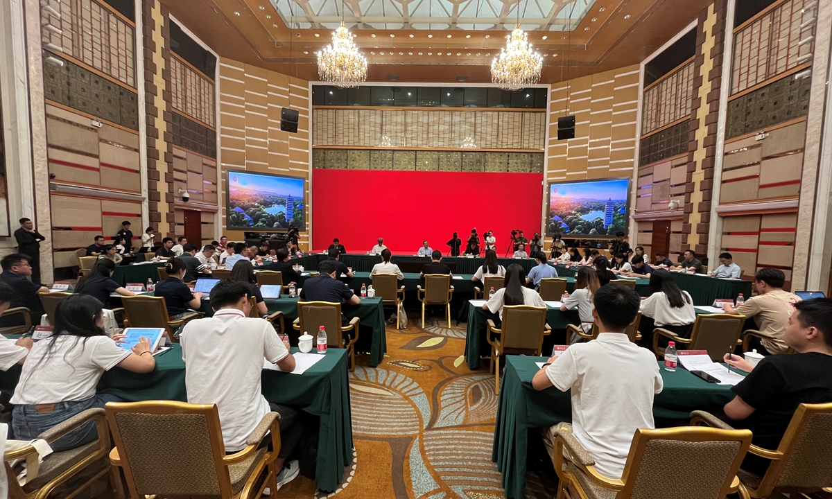 A group of students and teachers from five universities in the Chinese mainland has a symposium at Peking University on July 24, 2023 after concluding a rare nine-day visit to the Taiwan island. Photo: Zhang Changyue/GT