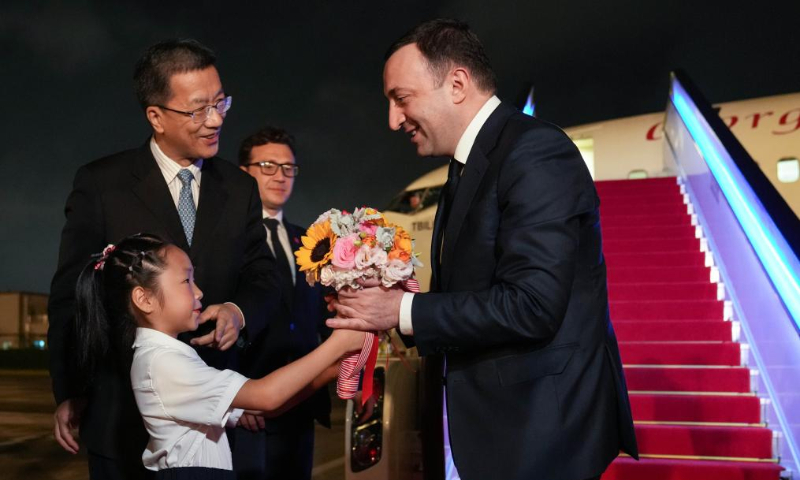 Georgian Prime Minister Irakli Garibashvili arrives in Chengdu, capital city of southwest China's Sichuan Province, July 26, 2023.
Garibashvili on Wednesday arrived in Chengdu to attend the opening ceremony of the 31st summer edition of the FISU World University Games and visit China. (Xinhua/Jiang Hongjing)