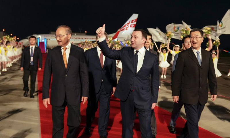 Georgian Prime Minister Irakli Garibashvili arrives in Chengdu, capital city of southwest China's Sichuan Province, July 26, 2023.
Garibashvili on Wednesday arrived in Chengdu to attend the opening ceremony of the 31st summer edition of the FISU World University Games and visit China. (Xinhua/Jiang Hongjing)