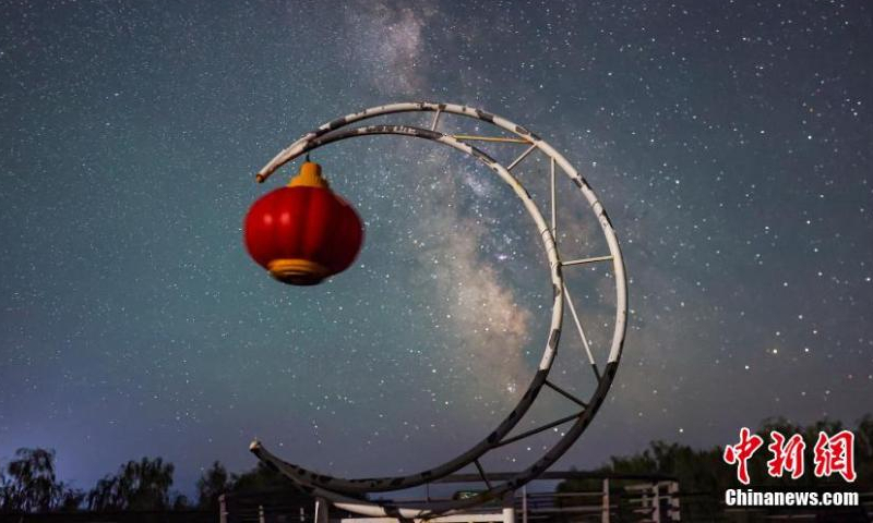 Starry night sky with Milk Way over Nalati National Wetland forms a fantasy landscape in northwest China's Xinjiang Uygur Autonomous Region, July 24, 2023. (Photo: China News Service/Zhang Wenting)