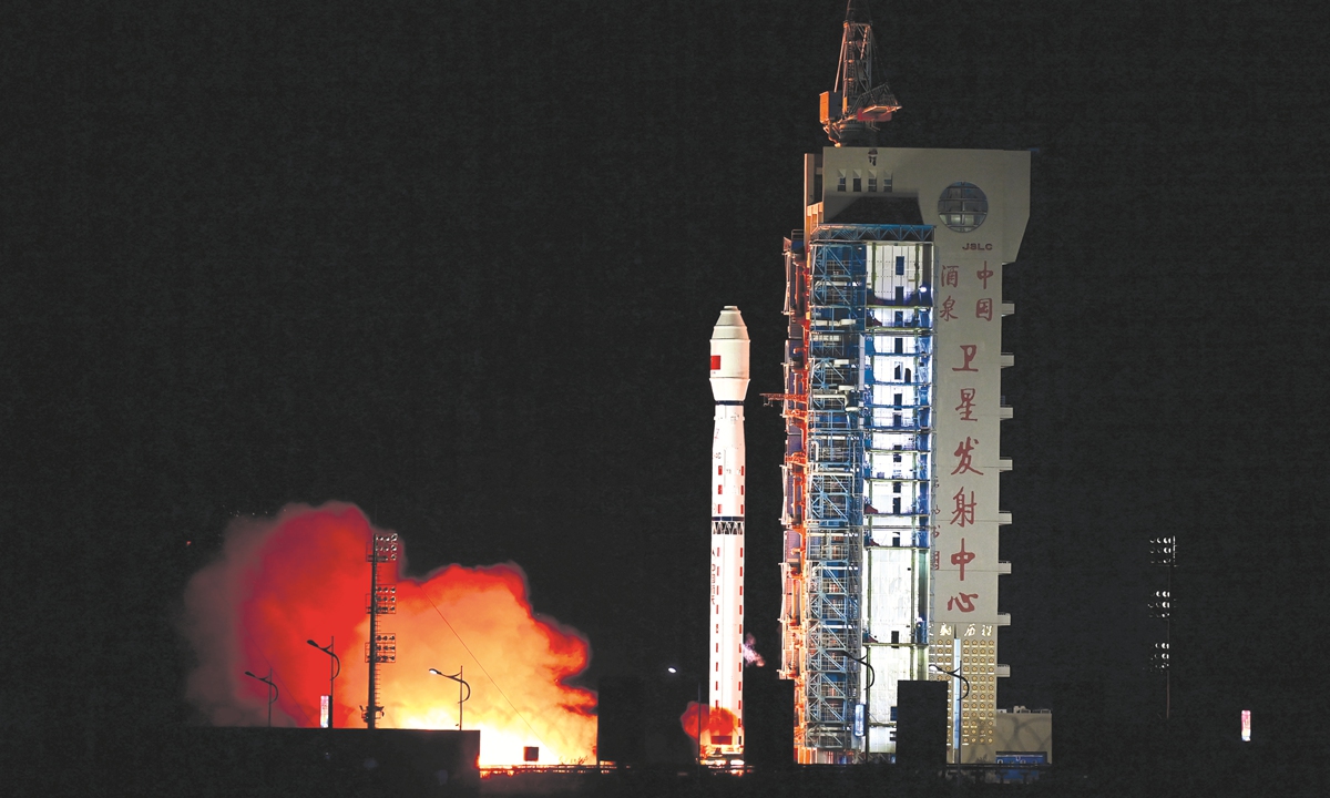 A Long March-4C carrier rocket carrying a new Earth observation satellite blasts off from the Jiuquan Satellite Launch Center in Northwest China on August 21, 2023. The satellite, Gaofen-12 04, has entered its planned orbit successfully.?Photo: Xinhua