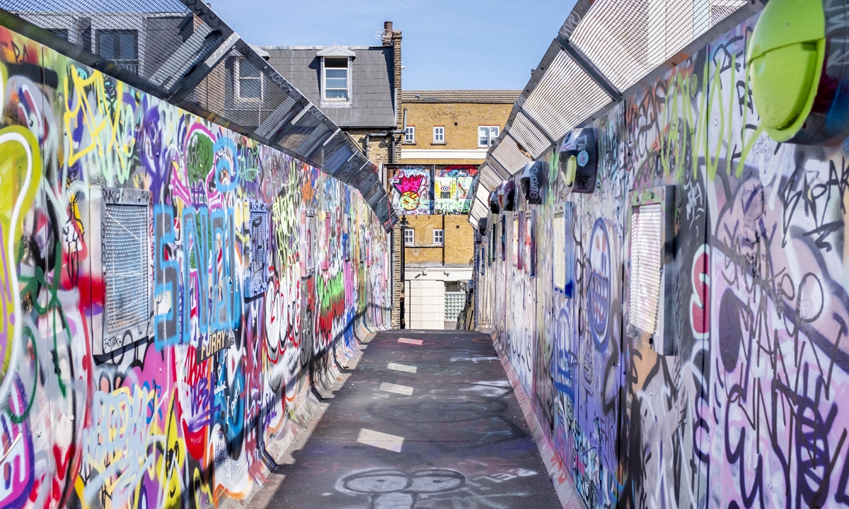 The graffs in the Brick lane streets in Soreditch, London. Photo: AFP