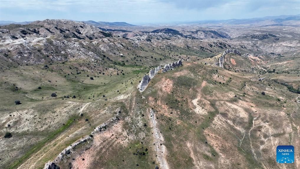 This aerial photo taken on Aug. 2, 2023 shows a view of the Dis Cliffs (Tooth Cliffs) in Sivas, central Türkiye.(Photo: Xinhua)