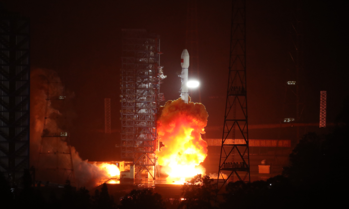 Carrying the Land Exploration-4 01 satellite, the Long March-2B rocket lifts off from Xichang Satellite Launch Center on August 13, 2023 early morning. Photo: Courtesy of the CNSA