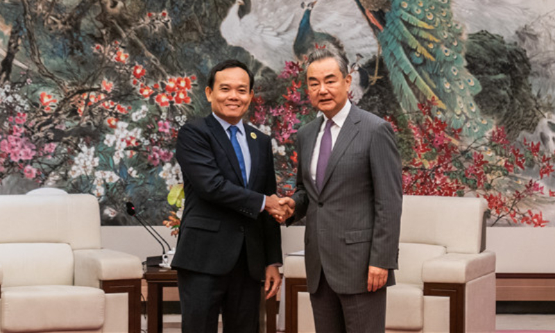 China's top diplomat Wang Yi (right) meets with Vietnam's Deputy Prime Minister Tran Luu Quang on Wednesday. Photo: fmprc.gov.cn 