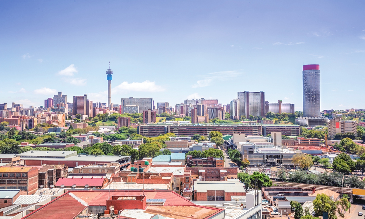 A city view shows Johannesburg in South Africa where the BRICS Summit 2023 will be held from August 22 to 24, 2023. Photo:VCG