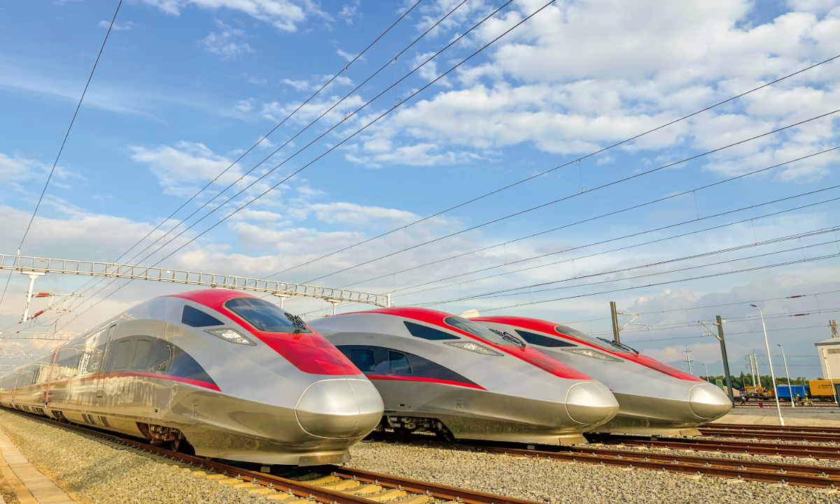 The Jakarta-Bandung High-Speed Railway trains at the parking area of the Tegalluar Station, Bandung, Indonesia Photo:He Zhuoqian/GT