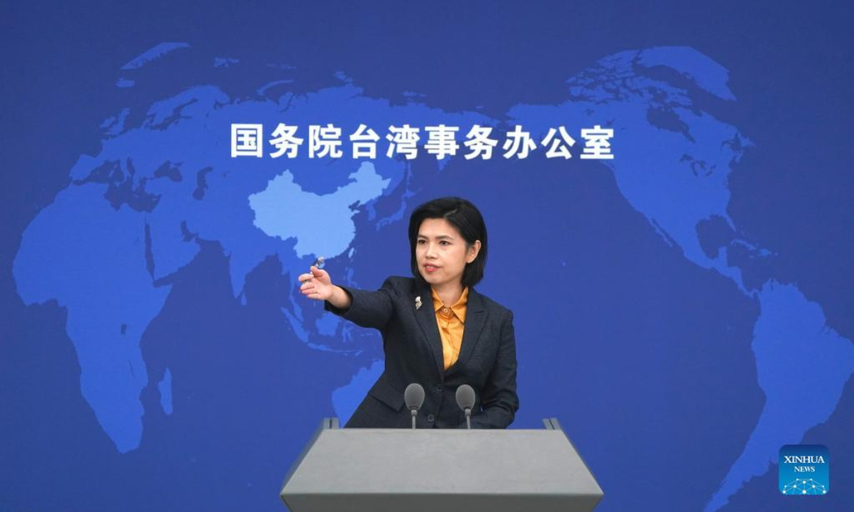 Zhu Fenglian, a spokesperson for the State Council's Taiwan Affairs Office, attends a press conference in Beijing, capital of China, Nov 10, 2021. Photo:Xinhua