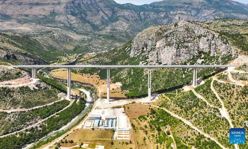 This aerial photo taken on July 24, 2023 shows a bridge on the Bar-Boljare highway in Montenegro. Photo: Xinhua