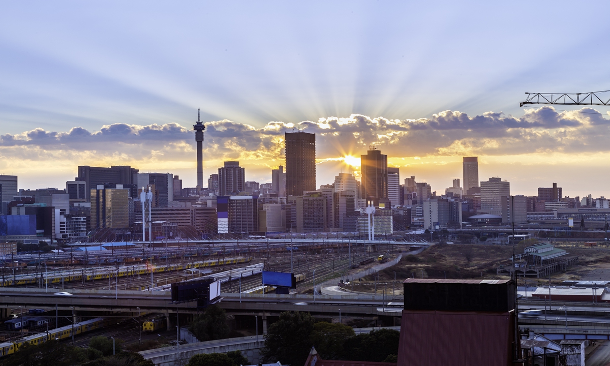 A view of sunrise over Johannesburg, South Africa Photo: VCG