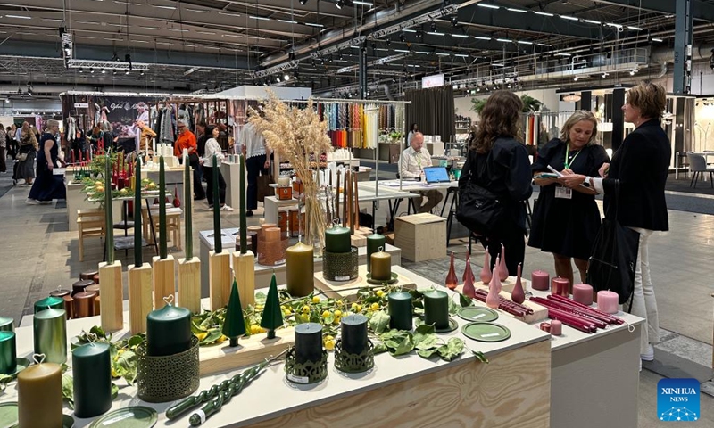 People visit the Nordic Interior Design Exhibition Formex 2023 fall series in Stockholm, Sweden, on Aug. 22, 2023.(Photo: Xinhua)