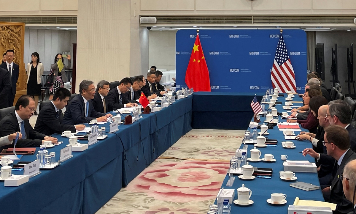 Chinese Commerce Minister Wang Wentao meets with US Commerce Secretary Gina Raimondo in Beijing on August 28, 2023. Photo:IC