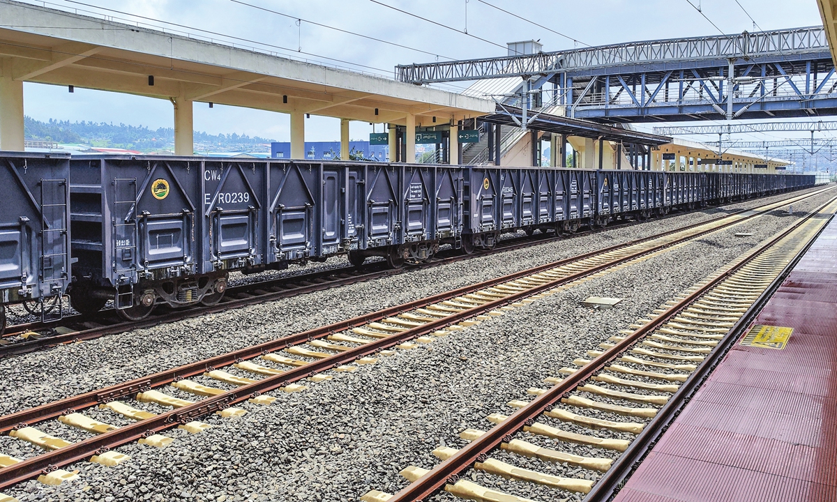A view of Ethiopia-Djibouti railway in Addis Ababa, Ethiopia Photo: Yin Hao/GT 