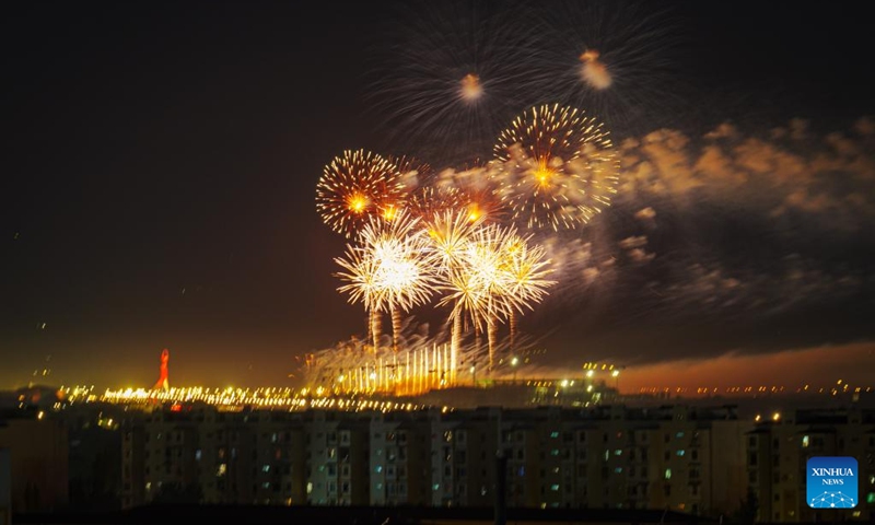 Fireworks are seen during a celebration of Uzbekistan's 32nd anniversary of independence in Tashkent, Uzbekistan, Sept. 1, 2023. (Photo by Georgiy Namazov/Xinhua)