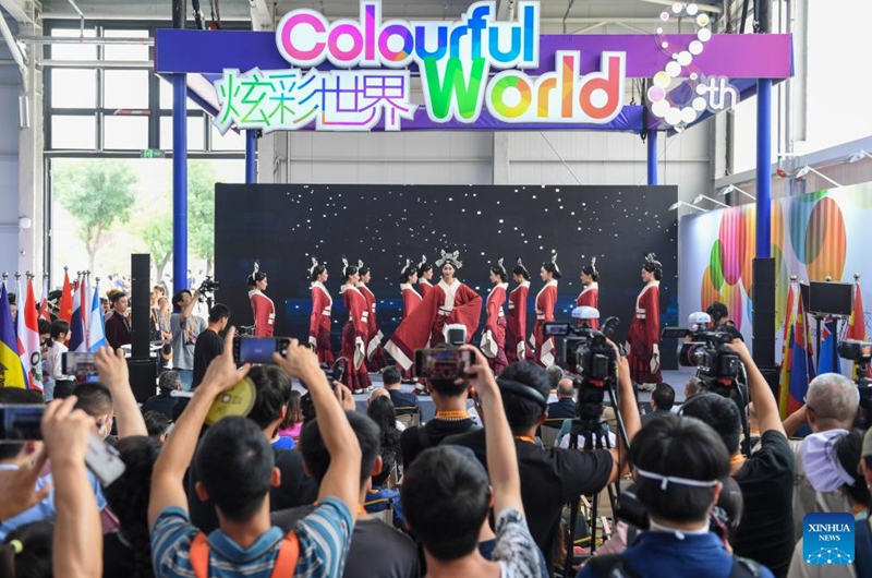 Artists perform at the 8th Colourful World -- Cultural Exhibition of Countries along the Belt and Road during the 2023 China International Fair for Trade in Services (CIFTIS) in Beijing, capital of China, Sept. 2, 2023. Photo: Xinhua