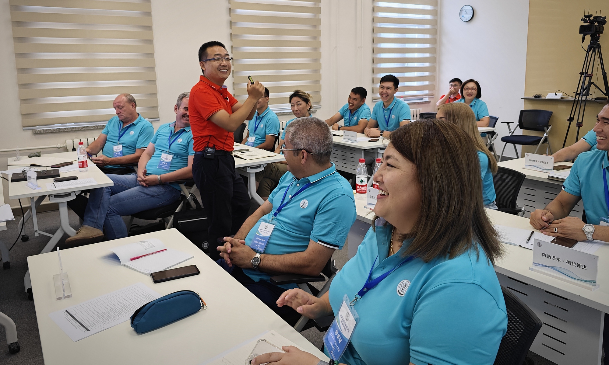 Teachers from the East Kazakhstan Technical University attend a theory lesson at Tianjin Vocational Institute on August 7, 2023. Photo: Lin Xiaoyi/GT